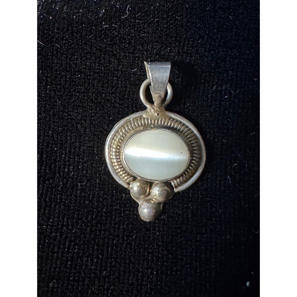 Vintage Mexico 925 Sterling Silver White Stone Pendant Women OS Boho Southwest